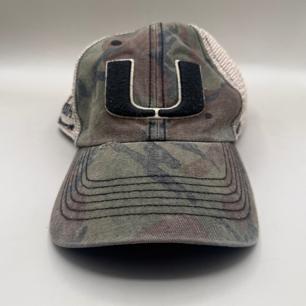 University of Miami Hurricanes Camo Mesh Snapback Trucker Hat Mens OSFA 47 Brand